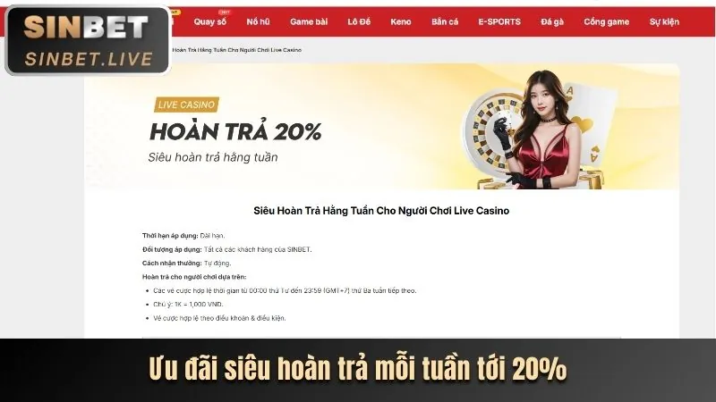 Khuyến mãi hoàn trả cược thể thao hàng tuần